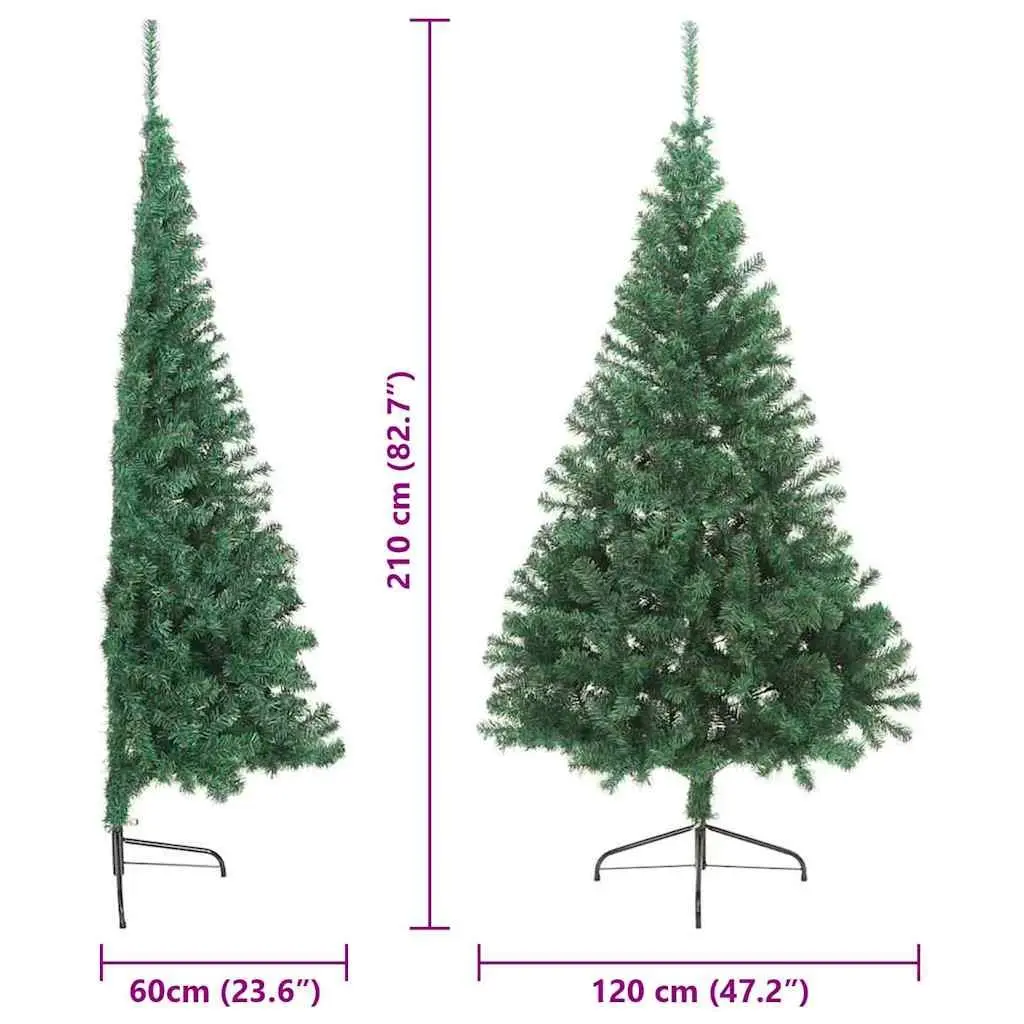 Pre-lit Artificial Christmas Tree Cone Shape Green 210cm PVC with LED Lights Indoor Outdoor