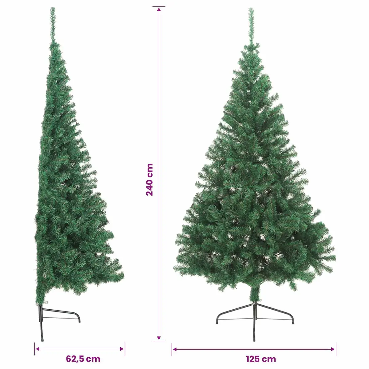 Artificial Christmas Tree Pre-lit Cone Shape 240cm Green LED Indoor Outdoor