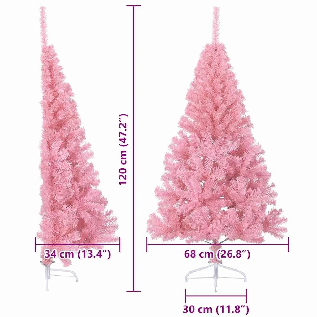 Artificial Christmas Tree PVC 120cm Pink Pre-lit Cone Shaped