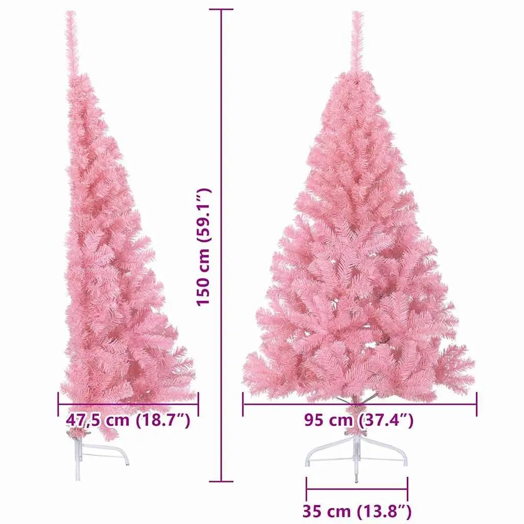 Artificial Christmas Tree Pre-lit 150cm Pink Cone Shape PVC with 150 LED Lights Indoor Outdoor
