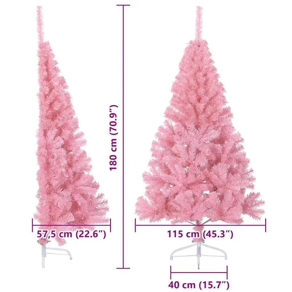 Artificial Pre-lit Christmas Tree PVC 180cm Pink Cone Shape