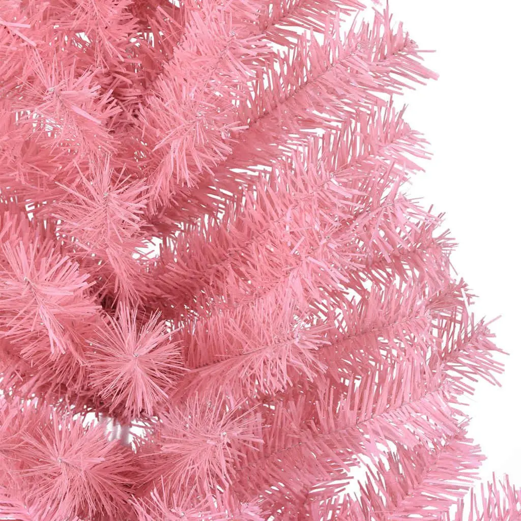 Artificial Pre-lit Christmas Tree PVC 180cm Pink Cone Shape