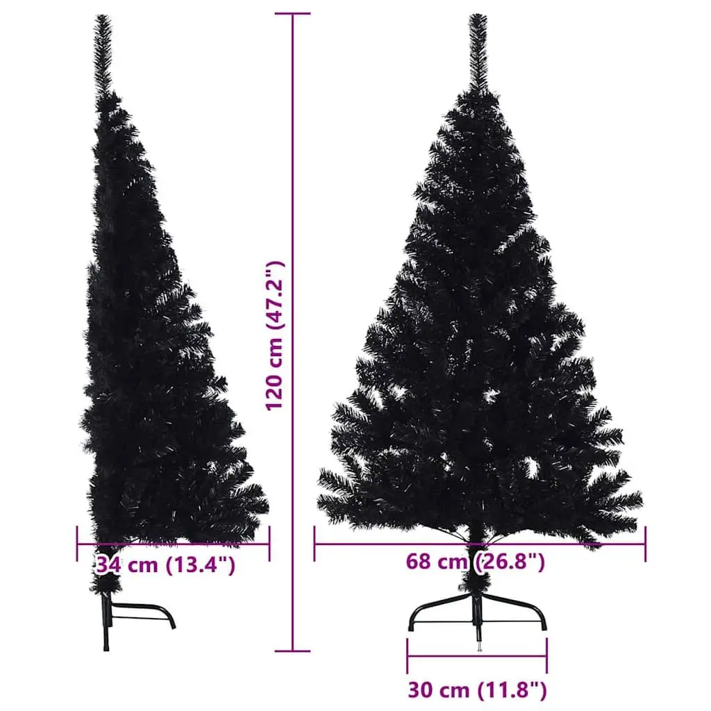 Artificial Pre-lit Christmas Tree PVC 120cm Black Cone LED Warm White Lights Indoor