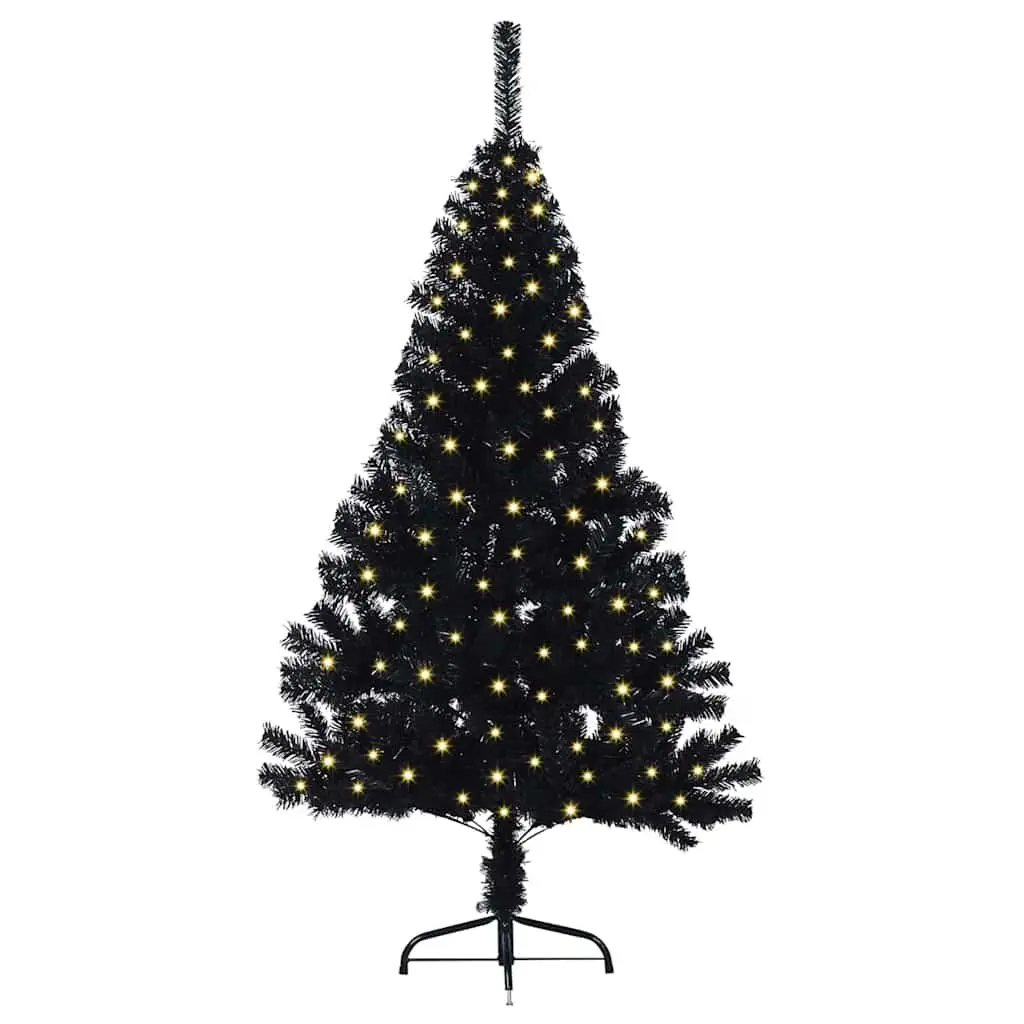 Artificial Pre-lit Christmas Tree PVC 120cm Black Cone LED Warm White Lights Indoor