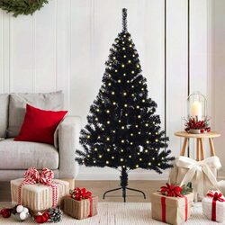 Artificial Pre-lit Christmas Tree 150cm Black Cone LED Warm White Lights Indoor