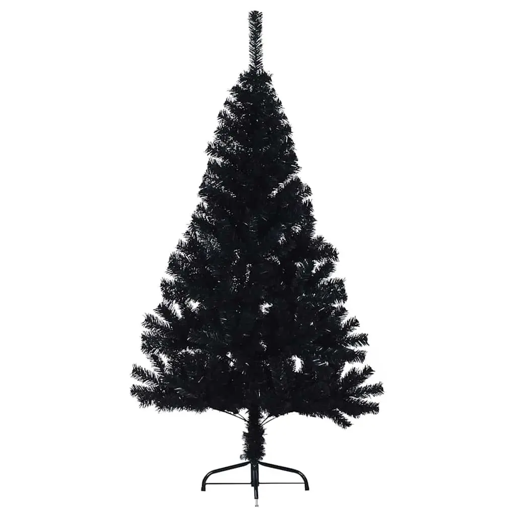 Artificial Pre-lit Christmas Tree Cone Shape 150cm Black Steel PVC Warm White LED Lights Indoor Outdoor