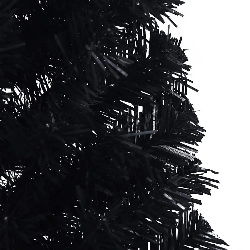 Artificial Pre-lit Christmas Tree Cone Shape 150cm Black Steel PVC Warm White LED Lights Indoor Outdoor