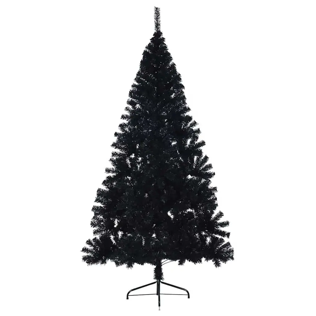 Artificial Christmas Tree Pre-lit Cone Shape 210cm Black with Warm White LED Lights