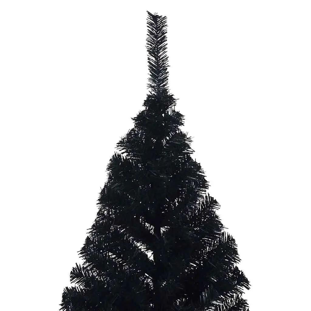 Artificial Christmas Tree Pre-lit Cone Shape 210cm Black with Warm White LED Lights