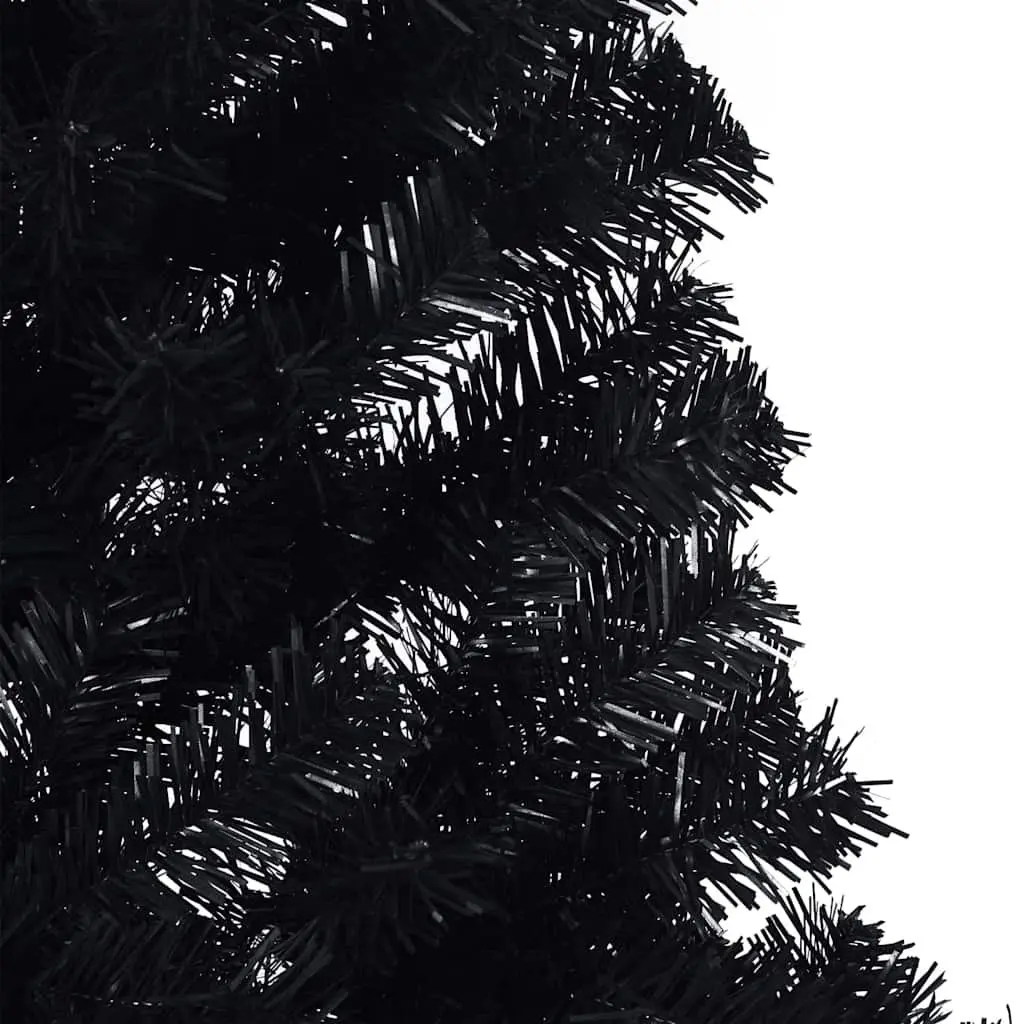 Artificial Christmas Tree Pre-lit Cone Shape 210cm Black with Warm White LED Lights