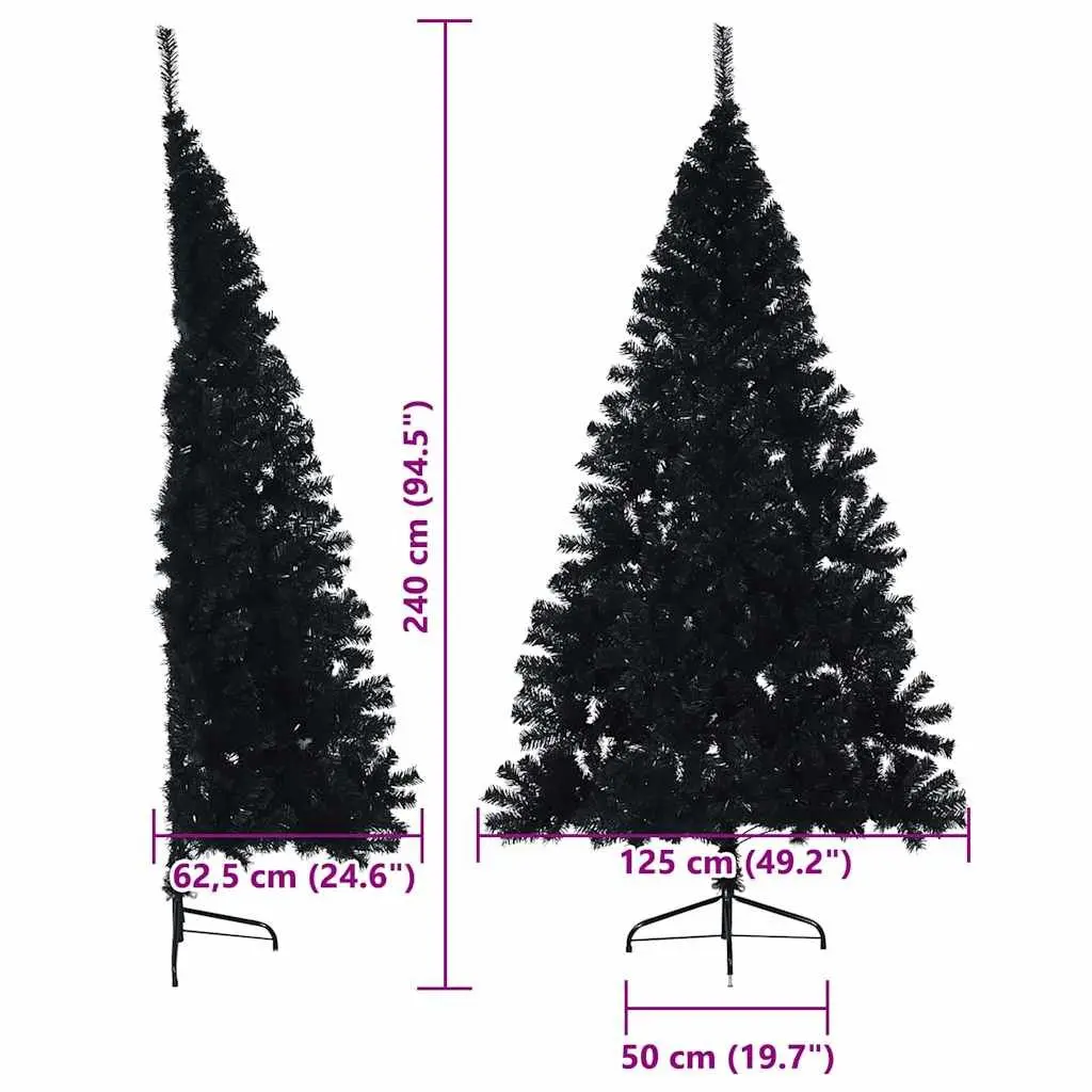 Artificial Pre-lit Christmas Tree Steel 240cm Black Cone LED Warm Lights Indoor
