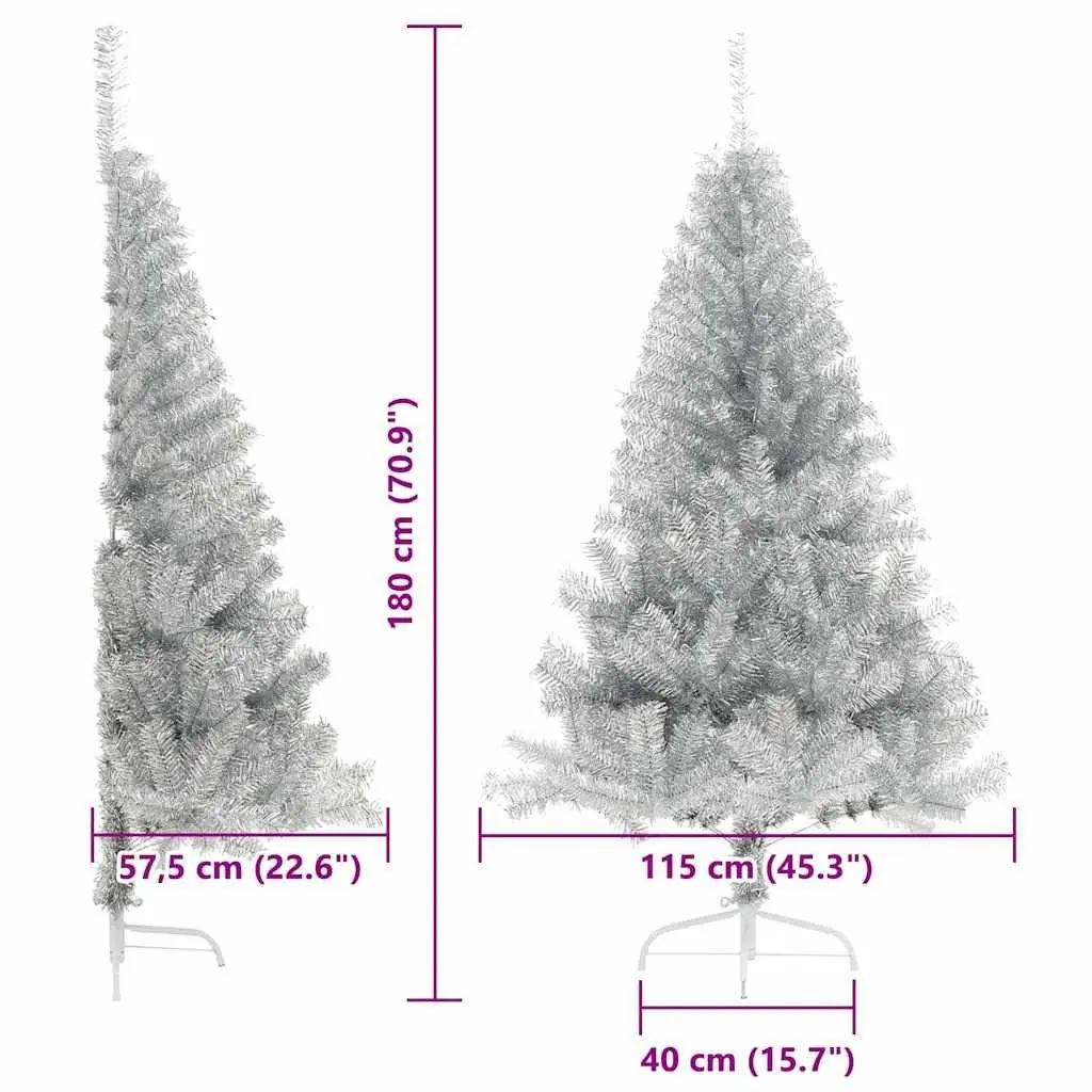 Artificial Pre-lit Christmas Tree 180cm Silver Cone LED Warm White Lights