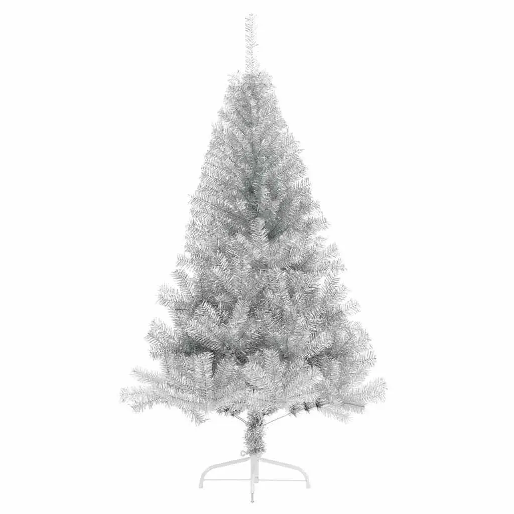 Artificial Pre-lit Christmas Tree 180cm Silver Cone LED Warm White Lights