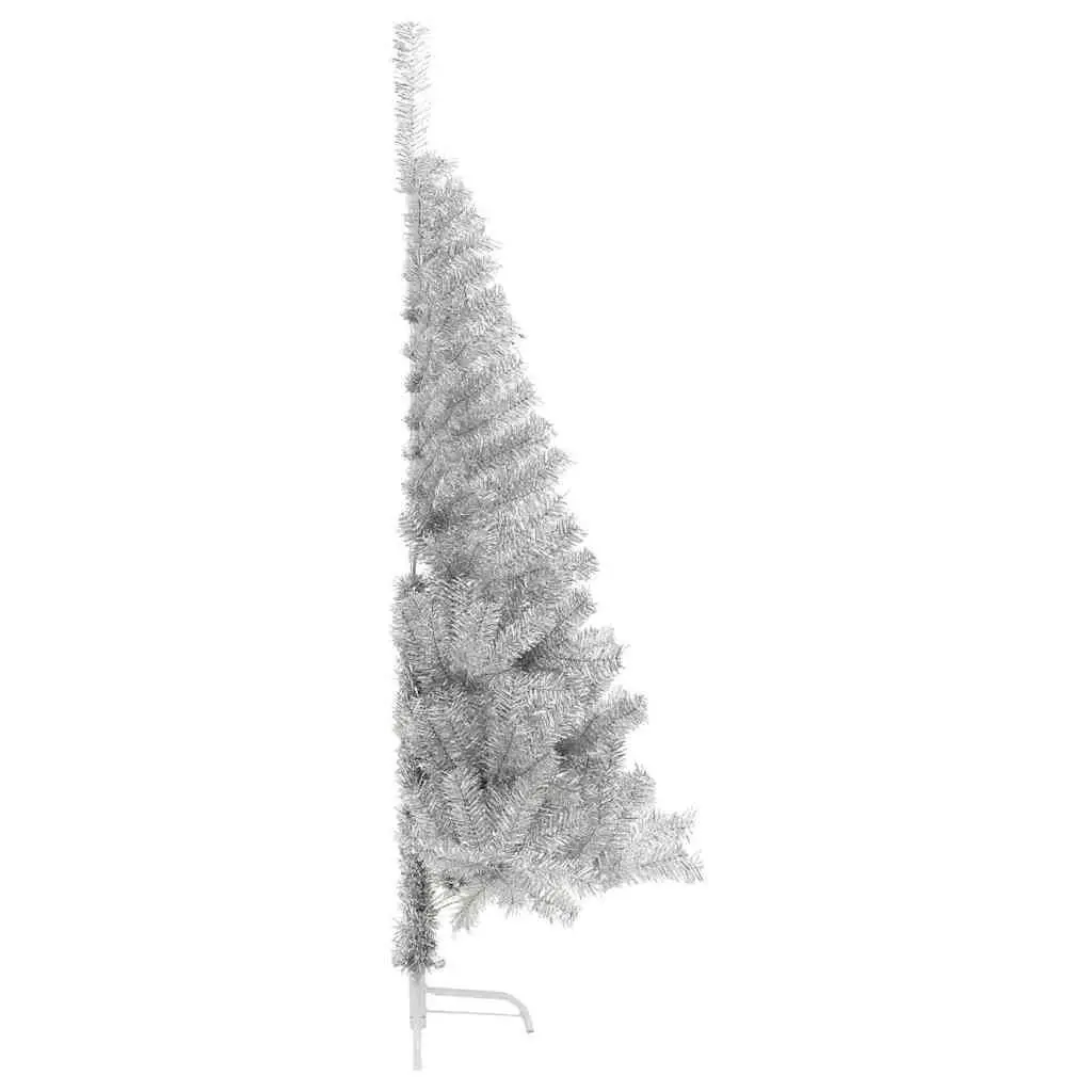 Artificial Pre-lit Christmas Tree 180cm Silver Cone LED Warm White Lights