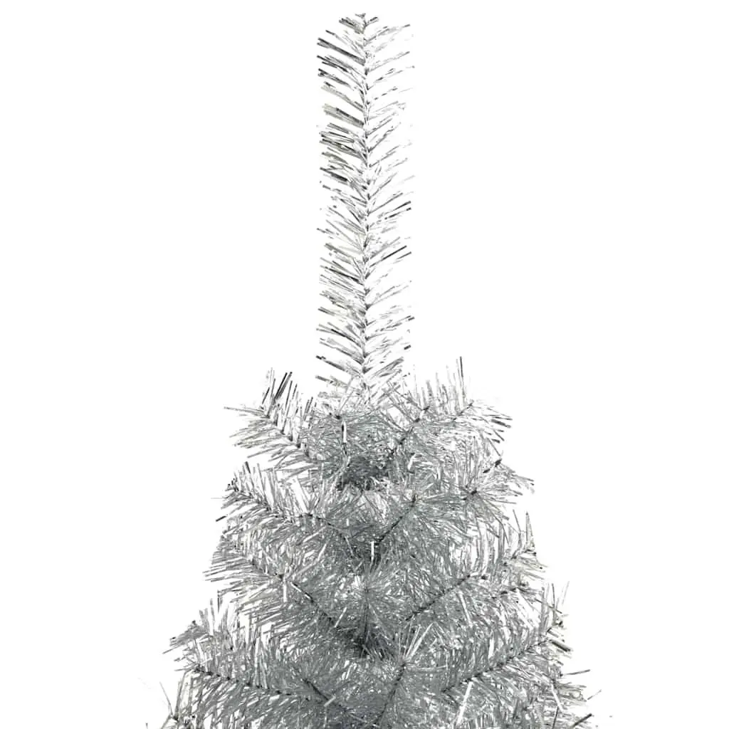 Artificial Pre-lit Christmas Tree 180cm Silver Cone LED Warm White Lights