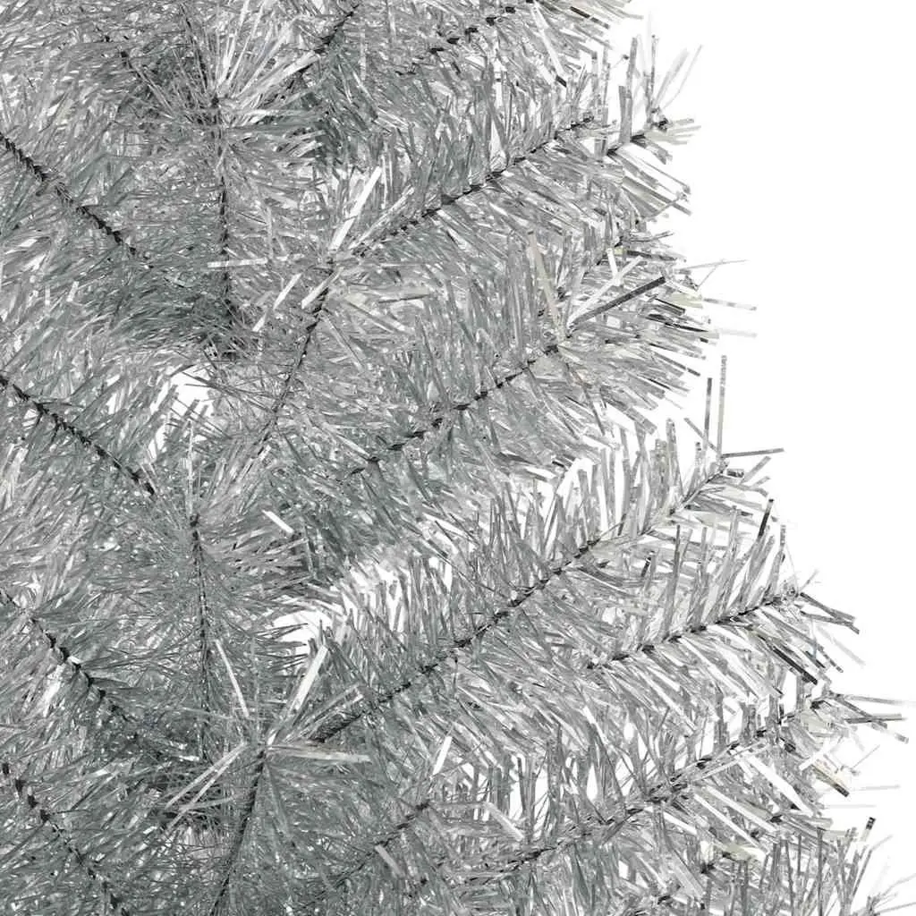 Artificial Pre-lit Christmas Tree 180cm Silver Cone LED Warm White Lights