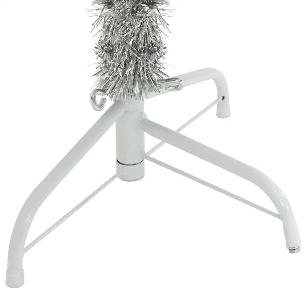 Artificial Pre-lit Christmas Tree 180cm Silver Cone LED Warm White Lights