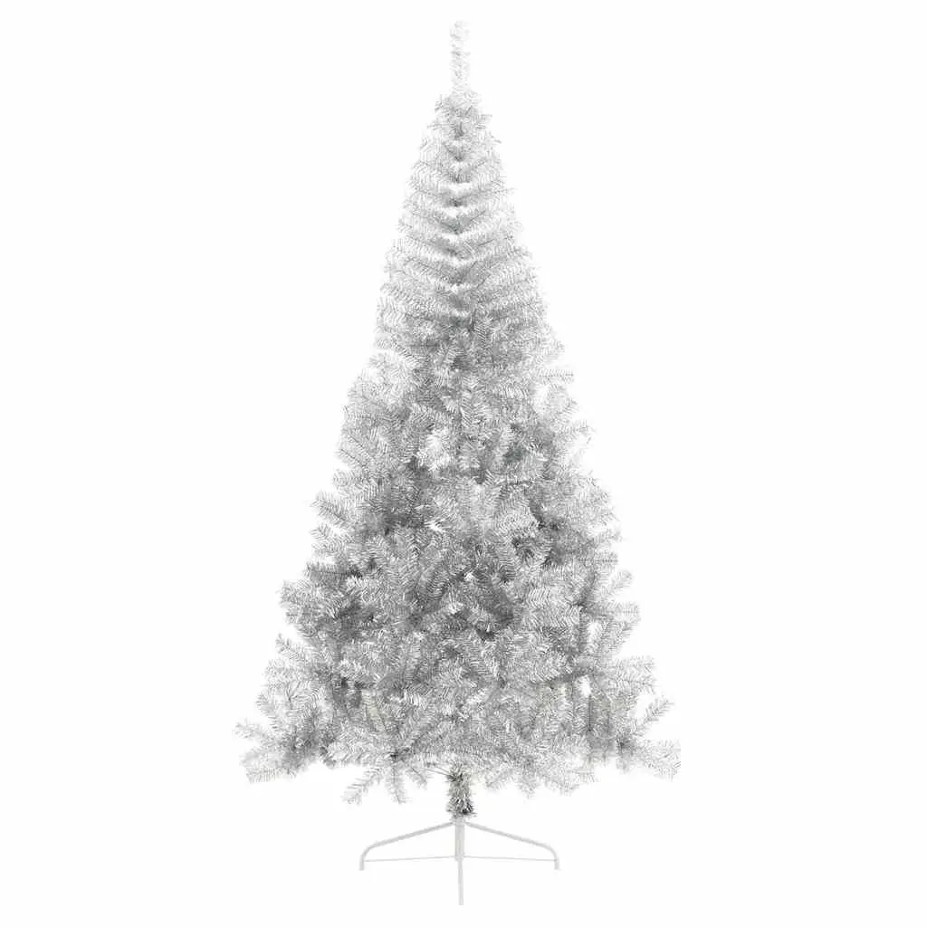 Artificial Pre-lit Christmas Tree Cone Shape 240cm Silver PVC with Steel Frame