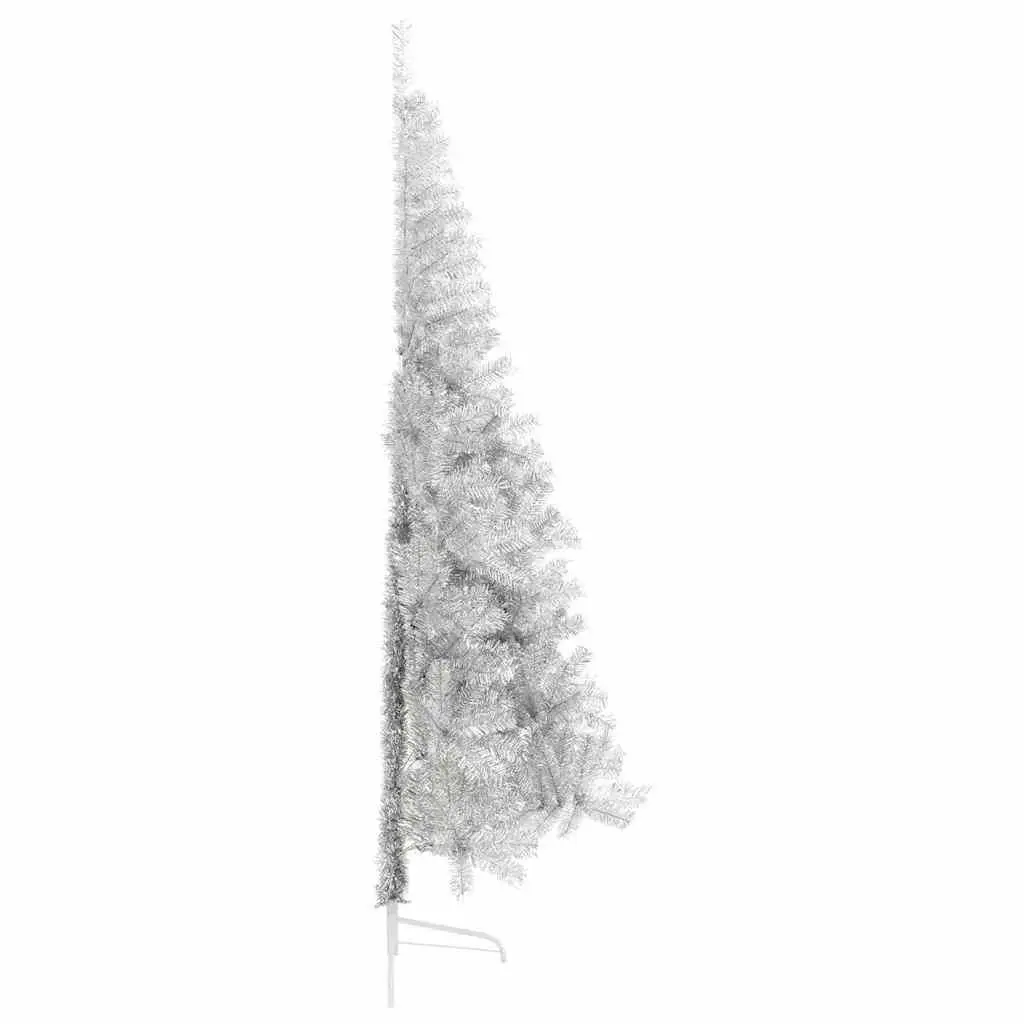 Artificial Pre-lit Christmas Tree Cone Shape 240cm Silver PVC with Steel Frame