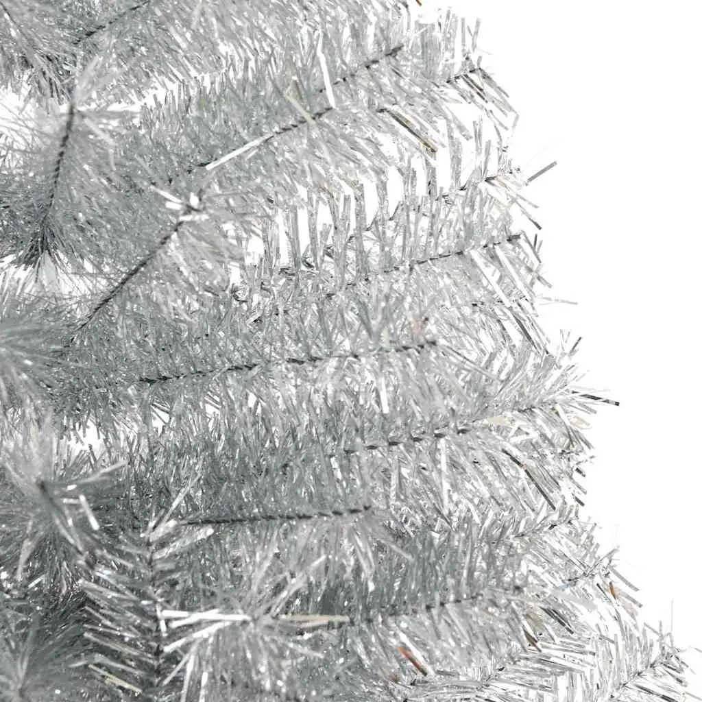 Artificial Pre-lit Christmas Tree Cone Shape 240cm Silver PVC with Steel Frame