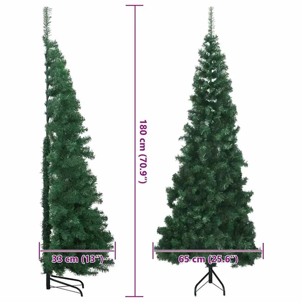 Corner Artificial Christmas Tree 180cm Green PVC LED Pre-Lit Holiday Decoration