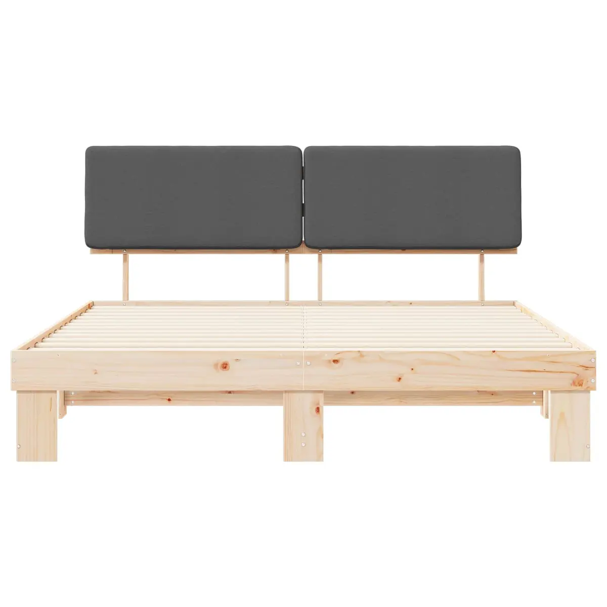 Bed Frame Solid Pine Wood Grey 180x200cm Upholstered Headboard Platform Slatted Base