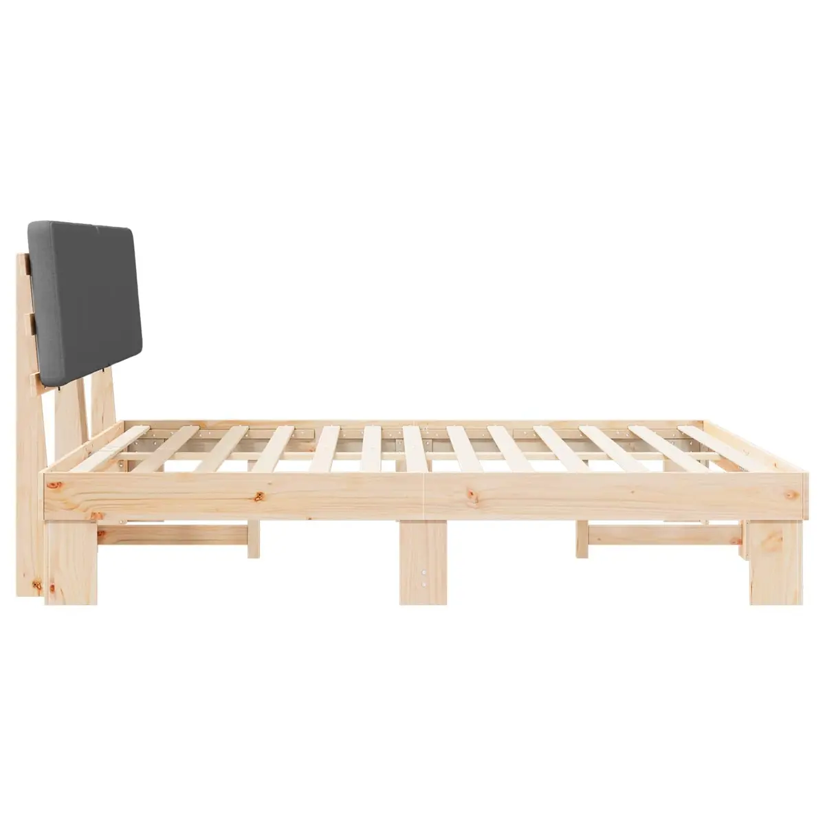 Bed Frame Solid Pine Wood Grey 180x200cm Upholstered Headboard Platform Slatted Base