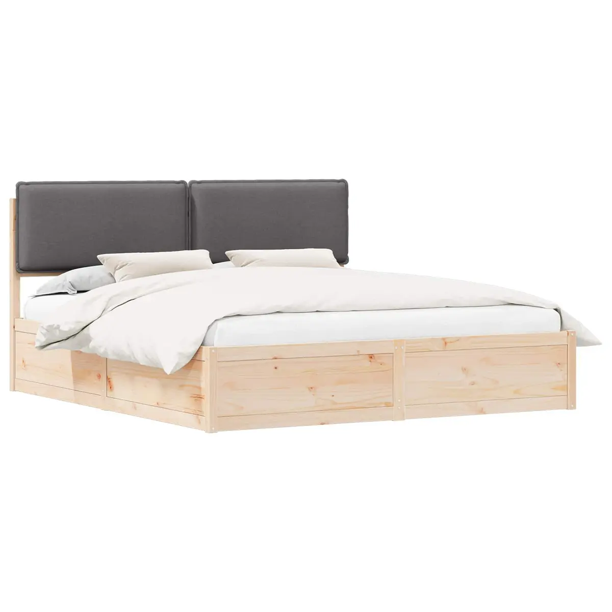 Bed Frame with Upholstered Headboard Grey 180 x 200 cm Modern Bedroom Furniture