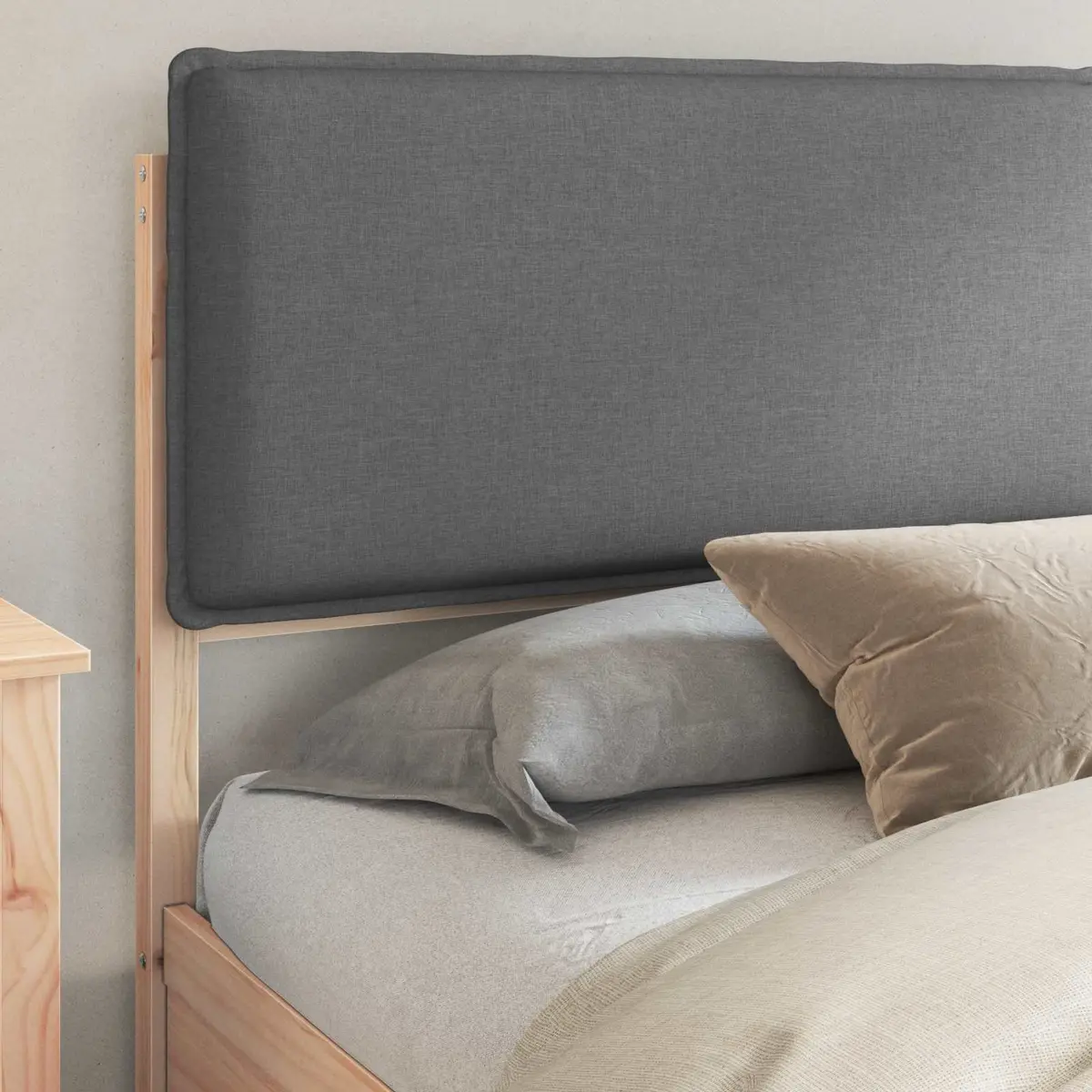 Bed Frame with Upholstered Headboard Grey 180 x 200 cm Modern Bedroom Furniture