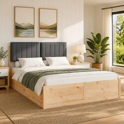 Versatile Grey Bed Frame with Practical Design