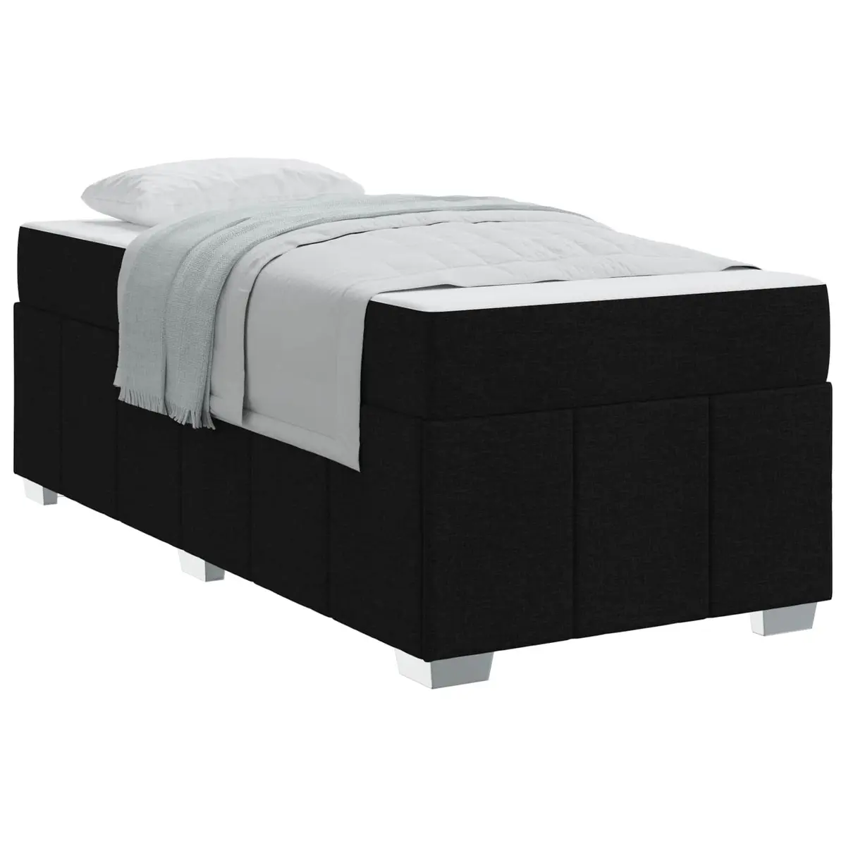 Bed Frame with Mattress Fabric 90 x 190 cm Black Modern