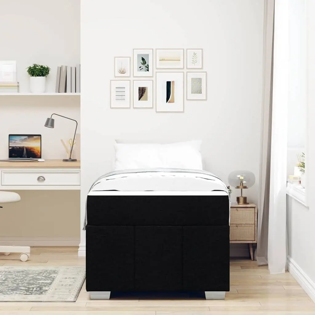 Bed Frame with Mattress Fabric 90 x 190 cm Black Modern