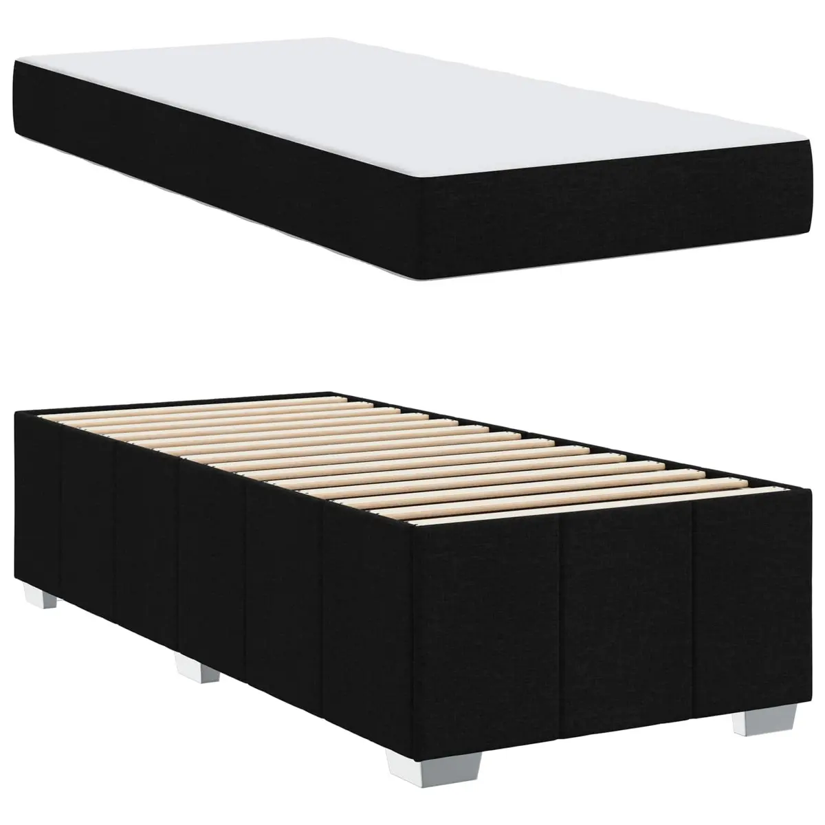 Bed Frame with Mattress Fabric 90 x 190 cm Black Modern
