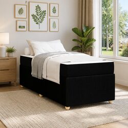 Practical Black Bed Frame with Mattress for Everyday Use 90 x 190 cm
