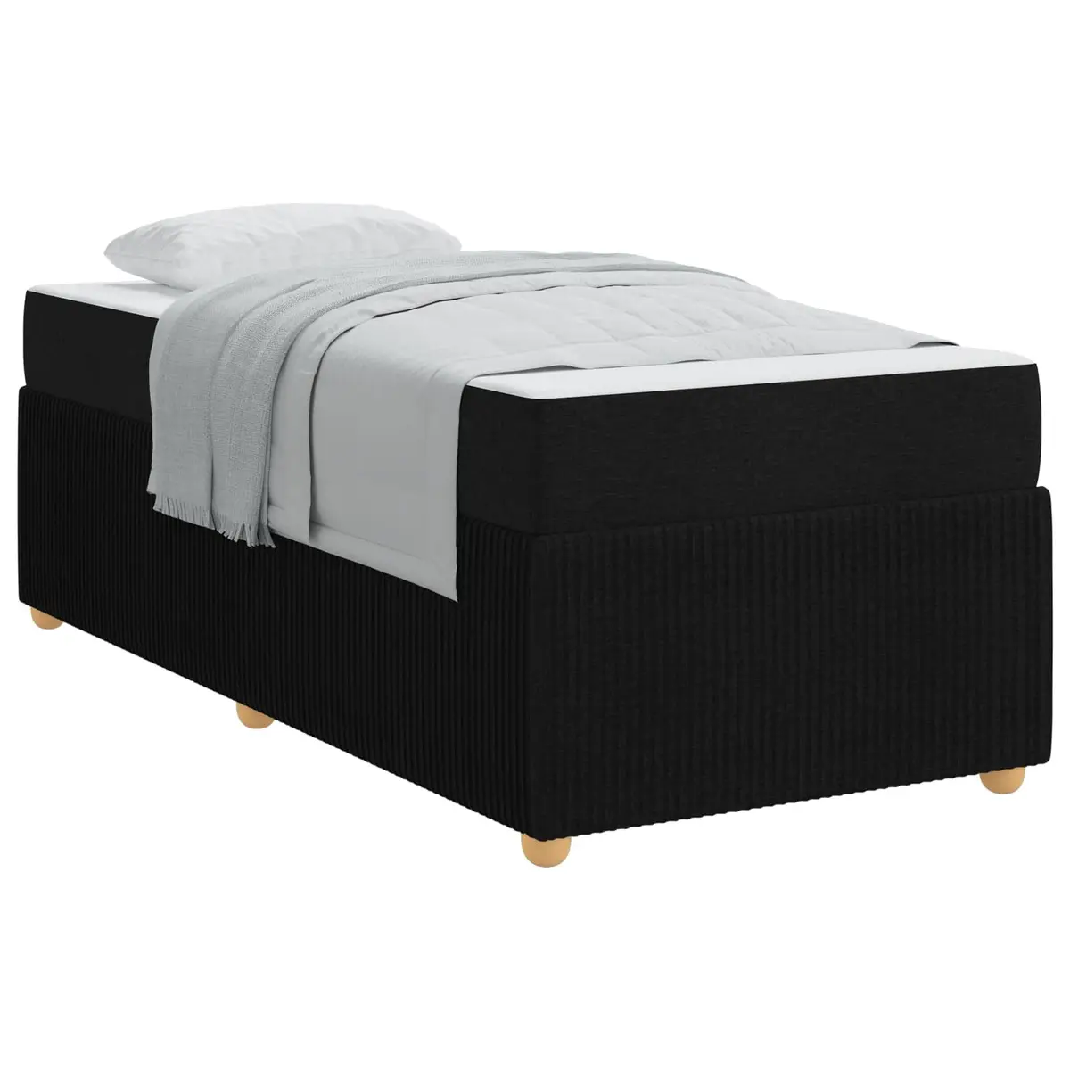 Bed Frame with Mattress Engineered Wood 90 x 190 cm Black Fabric Modern