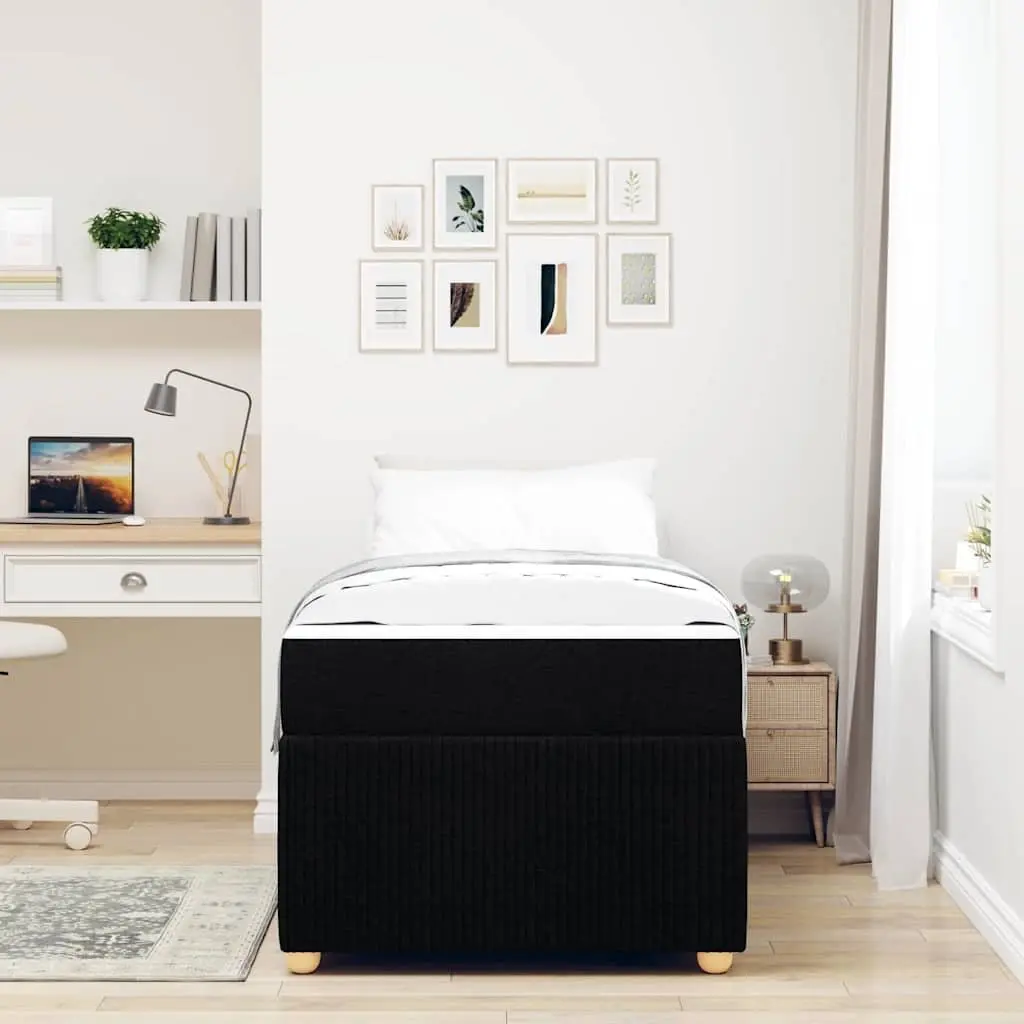 Bed Frame with Mattress Engineered Wood 90 x 190 cm Black Fabric Modern