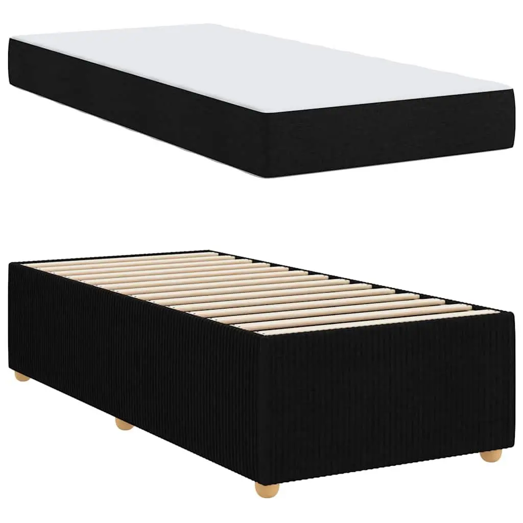 Bed Frame with Mattress Engineered Wood 90 x 190 cm Black Fabric Modern
