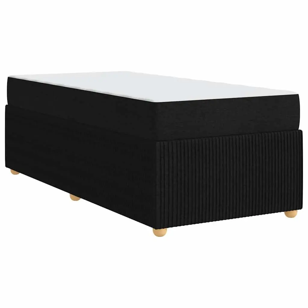 Bed Frame with Mattress Engineered Wood 90 x 190 cm Black Fabric Modern