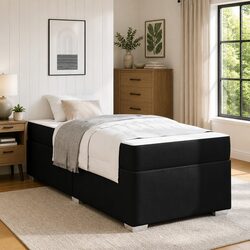 Practical Black Bed Frame with Medium-Firm Mattress for Home Use