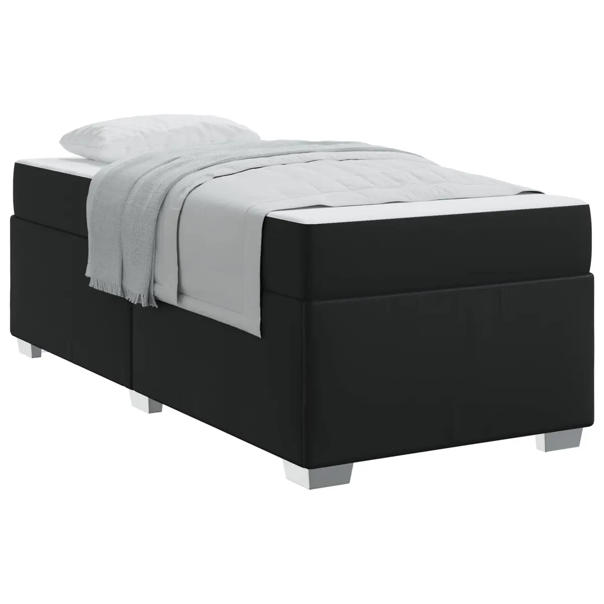 Bed Frame with Mattress Fabric Black 90 x 190 cm