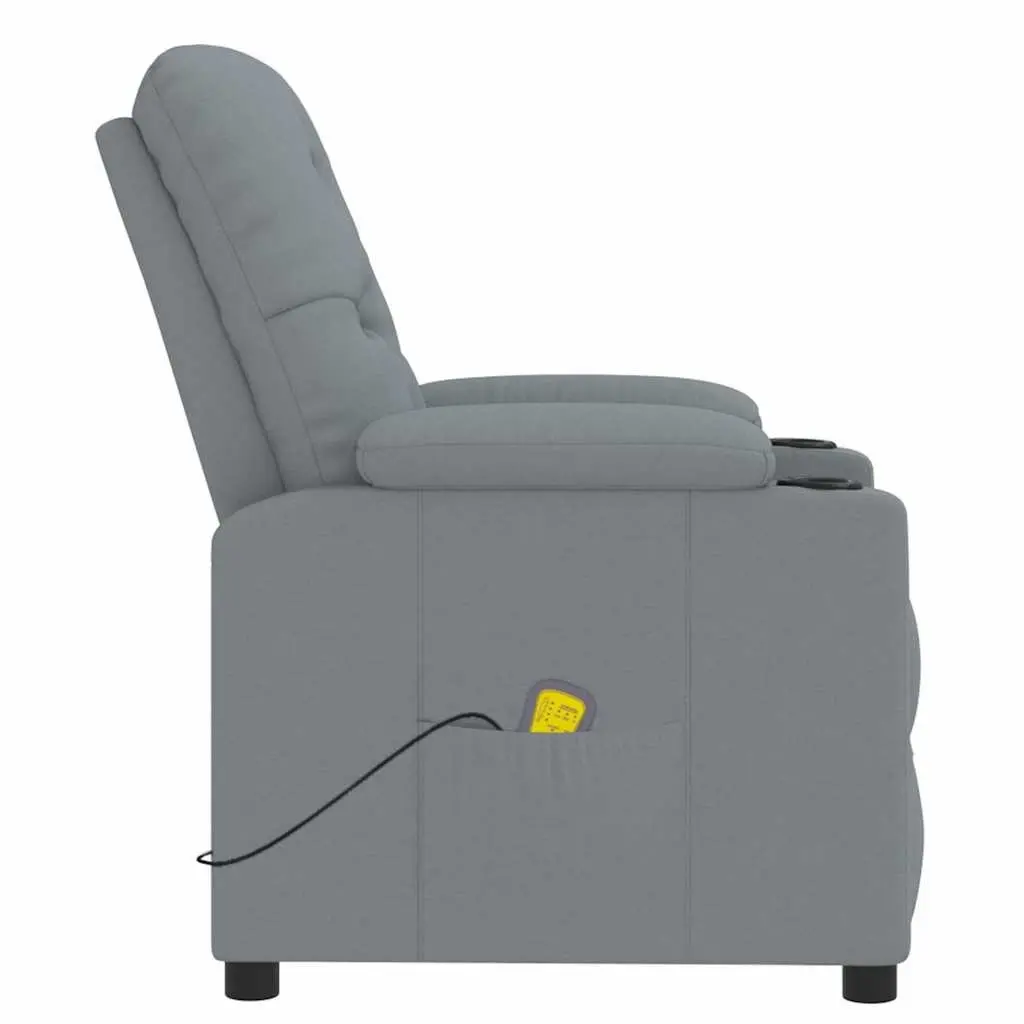 Massage Chair Manual Recline Light Grey Fabric 3 Adjustable Positions 6 Vibration Points