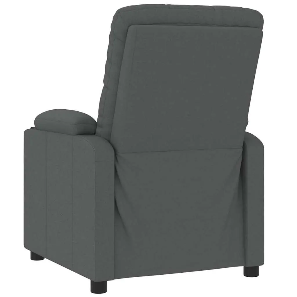 Electric Massage Chair Grey Fabric Reclining Armchair 6 Vibration Points Manual Adjustment