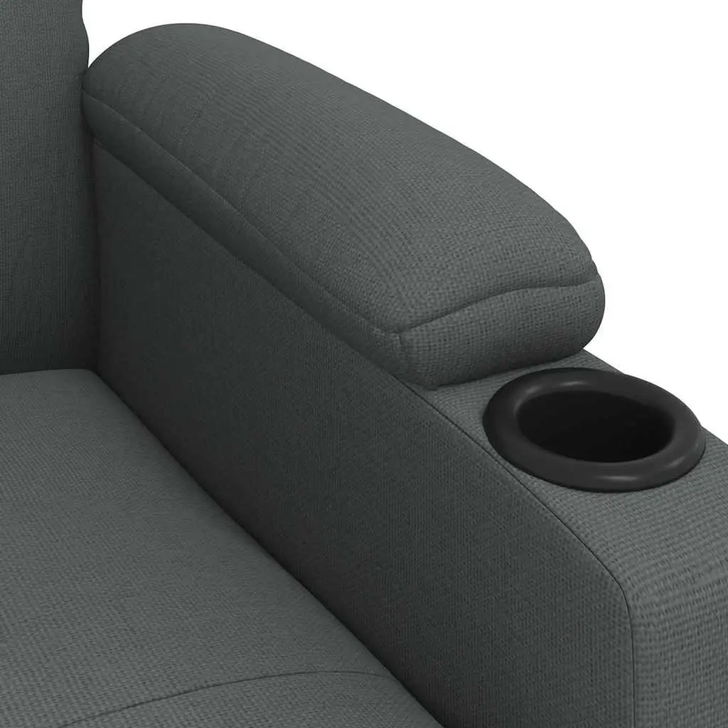 Electric Massage Chair Grey Fabric Reclining Armchair 6 Vibration Points Manual Adjustment