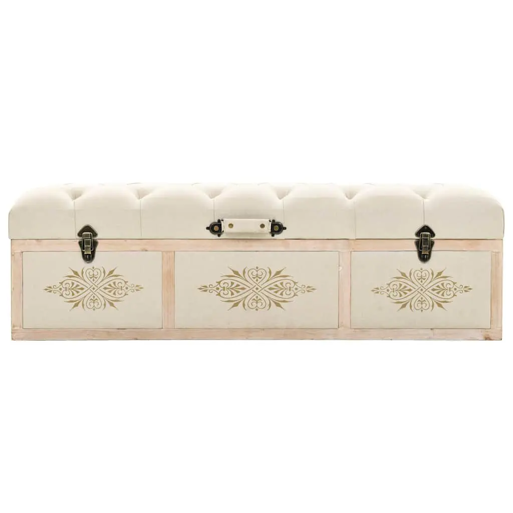 Storage Bench MDF Solid Firwood 110cm Cream Padded Seat