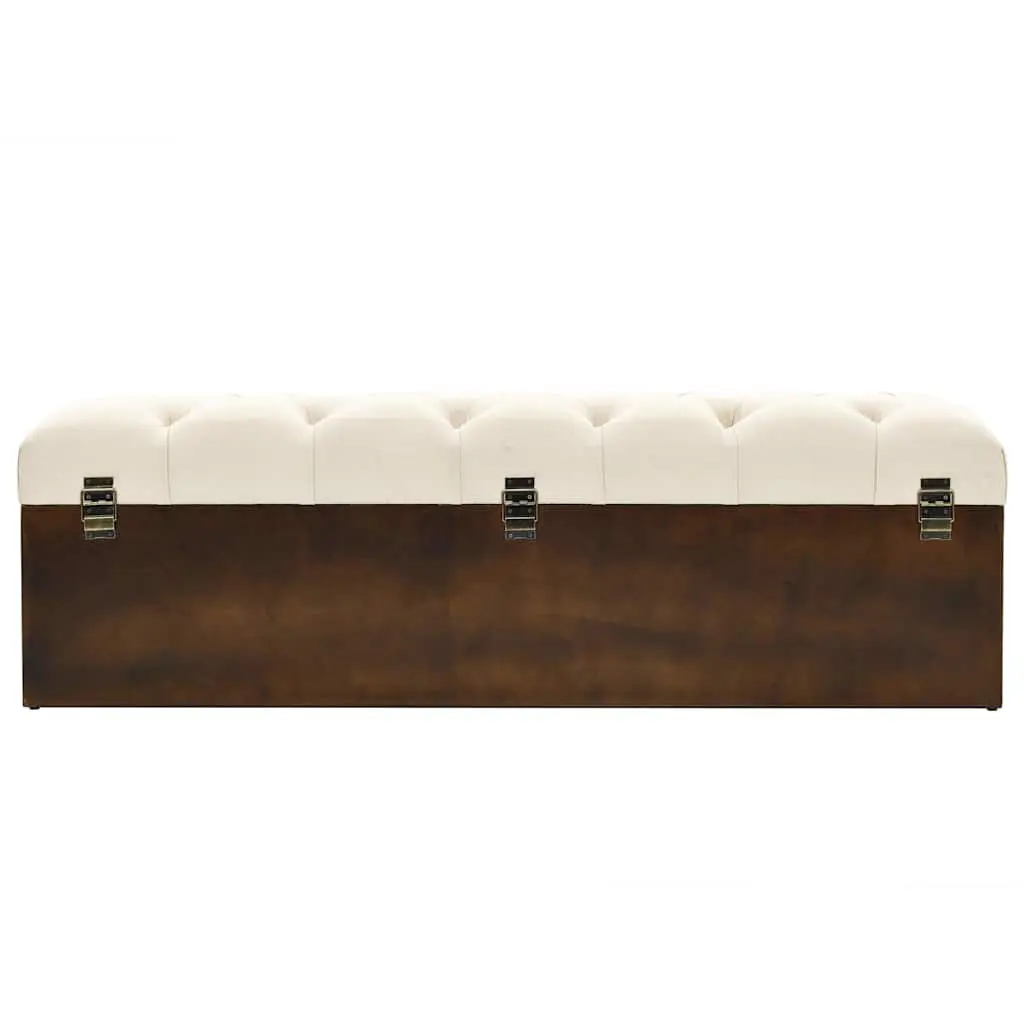 Storage Bench MDF Solid Firwood 110cm Cream Padded Seat