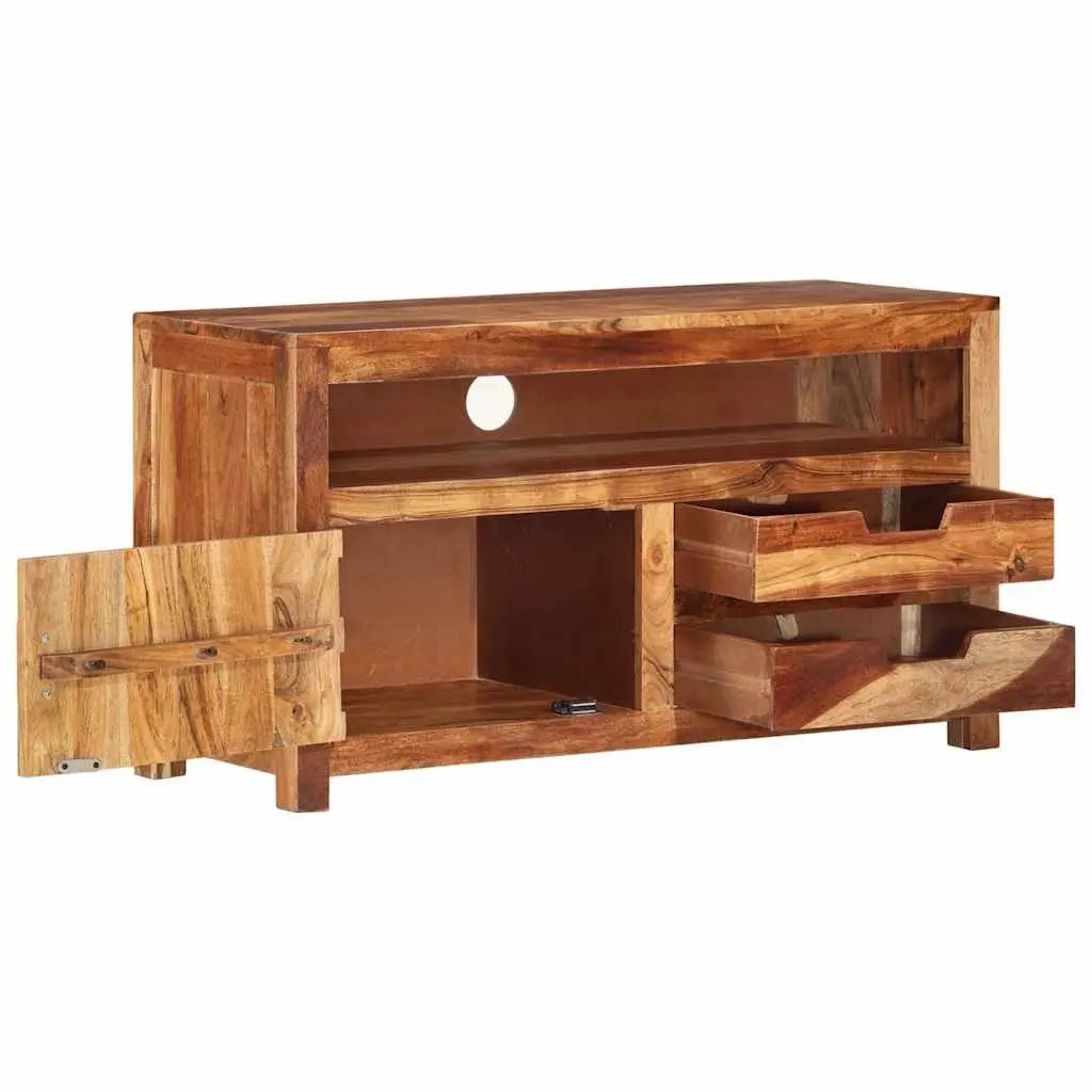 Wooden TV Cabinet 90x34.5x50 cm Solid Acacia Wood Lowboard Storage Unit