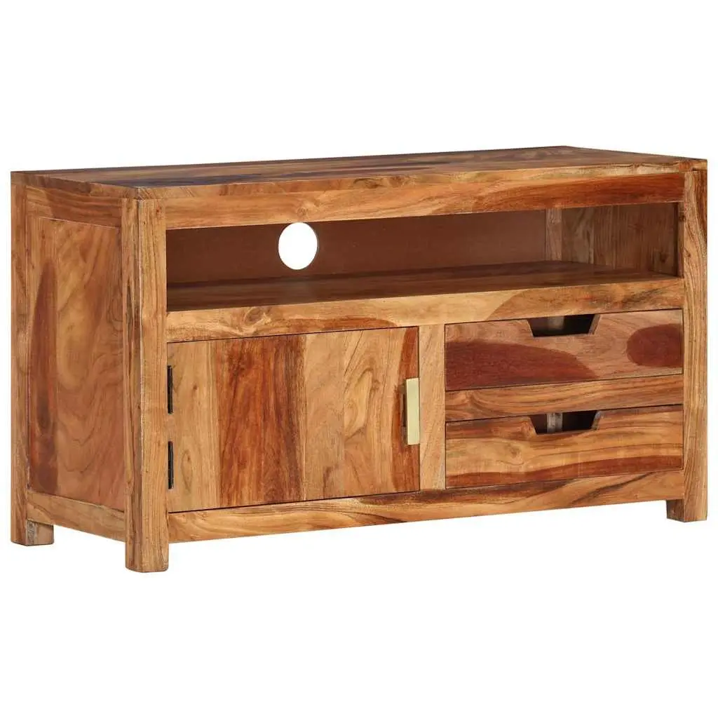 Wooden TV Cabinet 90x34.5x50 cm Solid Acacia Wood Lowboard Storage Unit