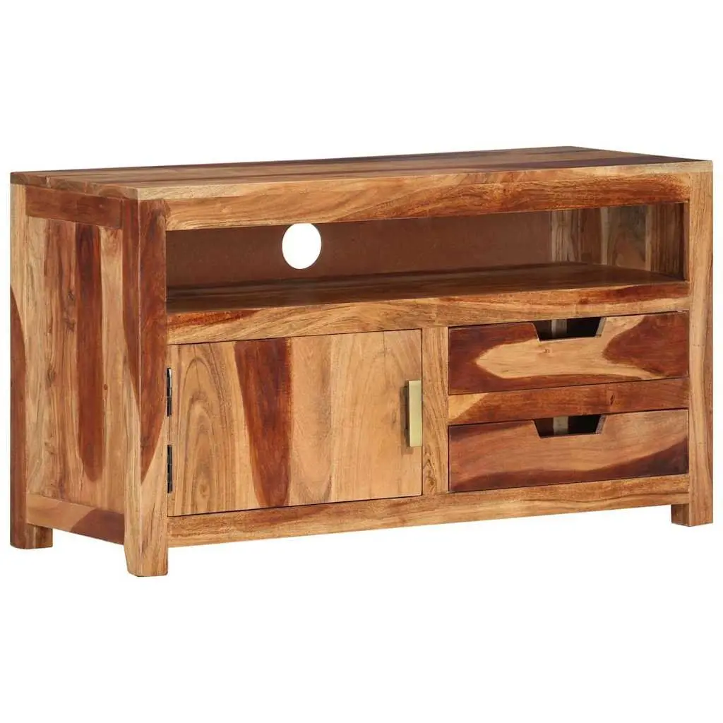 Wooden TV Cabinet 90x34.5x50 cm Solid Acacia Wood Lowboard Storage Unit
