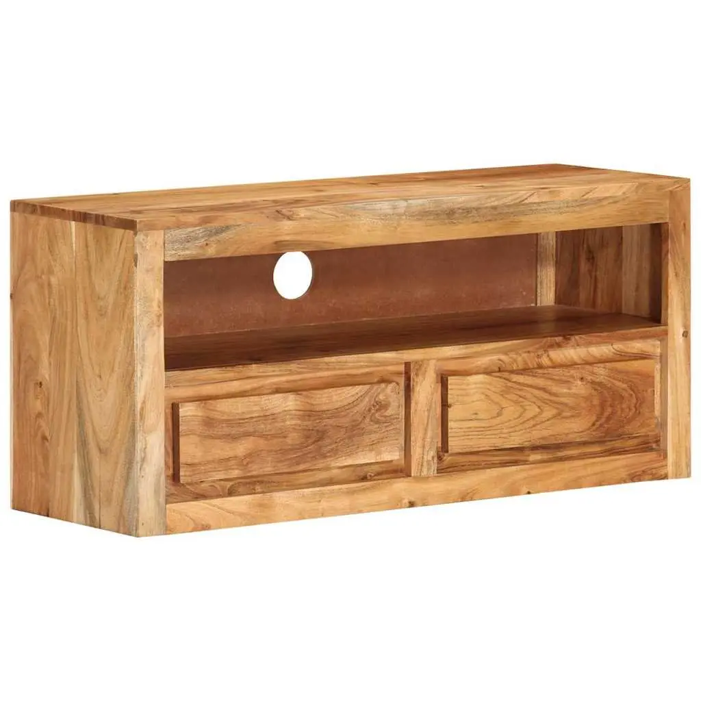 Acacia Solid Wood TV Stand Brown Storage Shelf 88x30x40cm Entertainment Cabinet