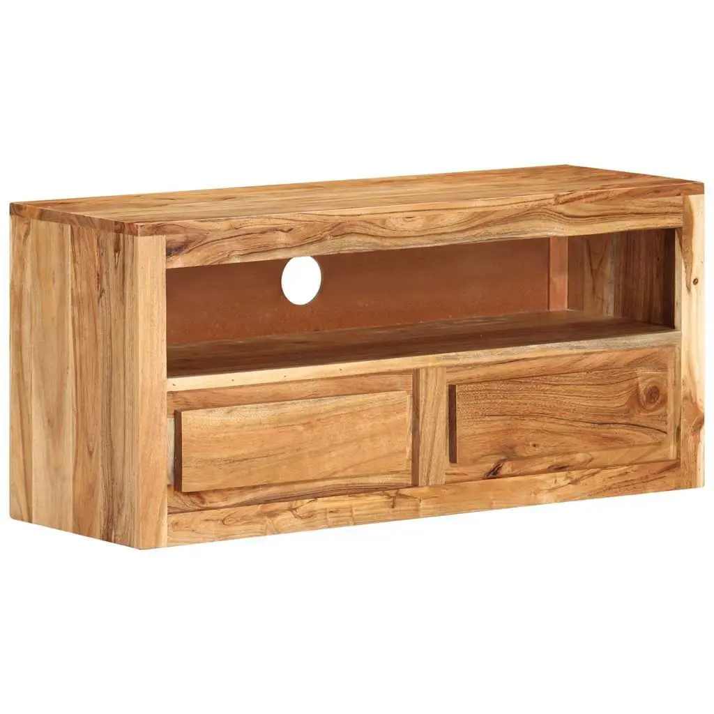 Acacia Solid Wood TV Stand Brown Storage Shelf 88x30x40cm Entertainment Cabinet
